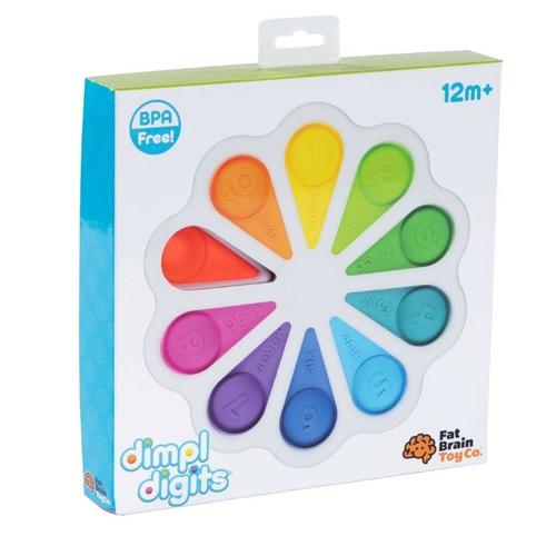 Dimpl Digits - PUSH, POP, AND LEARN! Squishy bubbles captivate the fingers while inspiring early bilingual learning. ON ONE SIDE, NUMERALS 1 through 10 and matching words; Other side, words in English, dots to count!. PERFECT FOR AGES 2 YEARS AND UP; High-quality ABS plastic frame; Bubbles made of food-grade silicone. ENCOURAGES FINE MOTOR SKILLS, sensory exploration; Early number learning, counting, and reading. MEASURES 8 X 8 X 1.25 INCHES; Simple, frustration-free packaging.