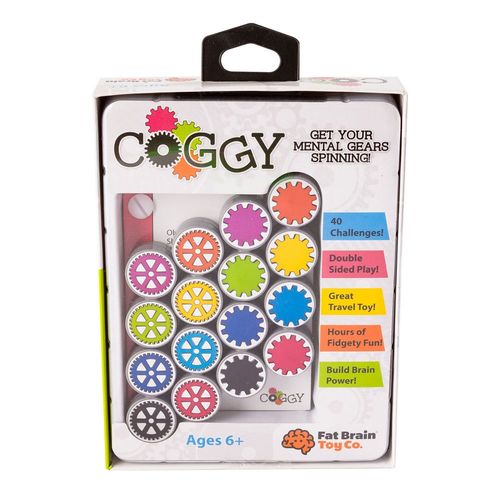 Coggy - Folding, clicking puzzle of arranging gears to match challenge cards, one side features colors. Fold and arrange gears to match images printed on 40 challenge cards. Great for ages 6+, exceptionally strong, safe, high-quality materials, bpa free. Strengthens visual-spatial skills, critical thinking, logic, detailed instructions. chain of gears measures 14 inches long, suitable for ages 6 years and above.