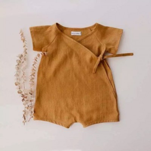 Cotton linen kimono romper