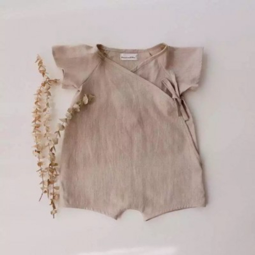 Cotton linen kimono romper