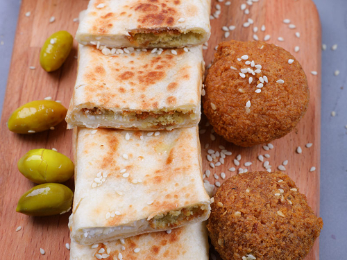 Saj Labneh With Falafel Pie