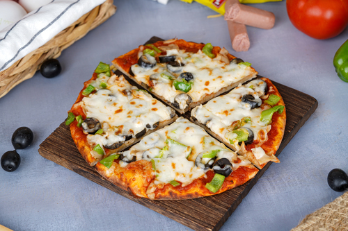 Vegetarian Pizza - Olives, pepper and mushroom.