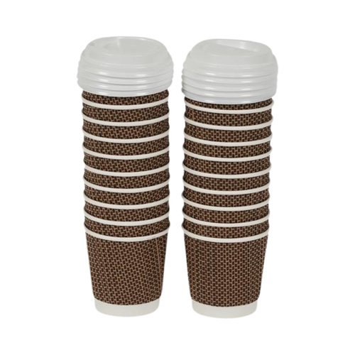 4 oz Ribbed Paper Cups with Lids 20 Count