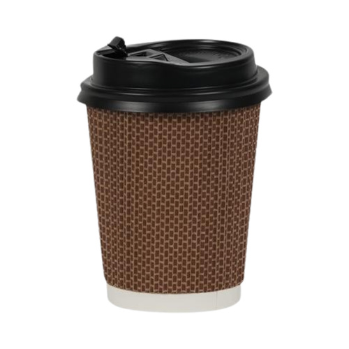 8 oz Ribbed Paper Cups with Lids 20 Count