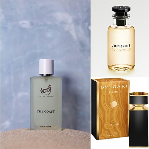 The Coast - A fragrance that is not complicated, and it is one of the distinctive citrus perfumes. It is a mixture of Tiger Bvlgari and Mensati Louis Vuitton, an amazing citrusy amber accord with its contrasts. 
 Top notes: grapefruit, ginger, bergamot Heart notes: rosemary, sage Base notes: ambroxan, woods, amber 100 ml Note: Please enter the data and address accurately, and we ask the customers of the State of Qatar to write the civil number or the personal identification number, based on the request of the shipping companies