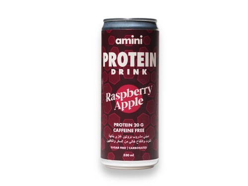 Amini Protein Carbonated Drink Raspberry Apple Sugar Free 330ml - Amini Protein Carbonated Drink Raspberry Apple Flavor 20 Grams of Protein/Can Caffeine Free Sugar Free Fat Free