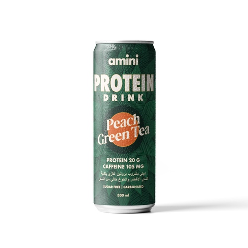 Amini Protein Carbonated Drink Peach Green Tea 330ml - 20 Grams of Protein/Can
105 Grams of Caffeine/Can Sugar Free Fat Free