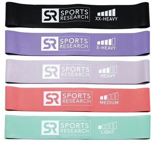 Products.Q8 co. - Sports Research, Mini Loop Bands, 5 Loop Bands - Description
No Gym Required
Performance
100% Natural Latex Rubber
SR™ Mini Loop Band are great for targeting areas such as your thighs, glutes, and shoulders. These versatile bands can be used for strength, coordination and balance training.

The SR™ Mini Loop Bands come with a travel-sized mesh bag, which allow you to take your bands on the road. Just switch to a higher resistance or combine a few loop bands together for added resistance.

- Effective for both upper and lower body training.

- Compact & portable for home, travel, or gym use.

- Variety of uses for recovery and injury rehabilitation.

- 5 levels of resistance.