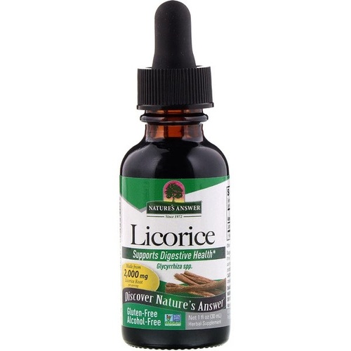 Products.Q8 co. - Nature's Answer, Licorice, Alcohol Free, 2,000 mg, 1 fl oz (30 ml) - Description
Since 1972
Supports Digestive Health
Glycyrrhiza spp.
Made from 2,000 mg Licorice Root Per Serving
Discover Nature's Answer
Gluten-Free
Non-GMO Project Verified
Herbal Supplement
Absolute No Preservatives
Kosher Parve
Bio-Chelated Cold Extraction Process