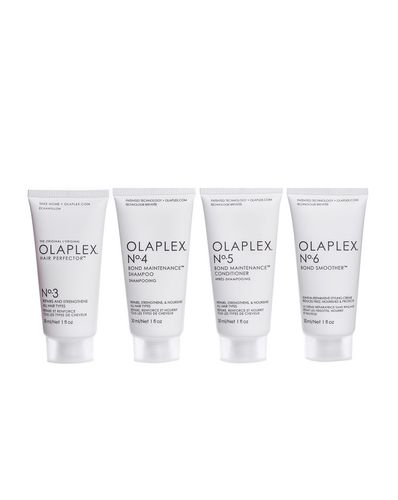 Products.Q8 co. - Olaplex Hair Repair Trial Kit( 4 x 30ml ) - Your favorite 4 OLAPLEX products in a limited edition trial sized kit! All in 30ml travel friendly sizes. 
This Kit contains:Trial size (1 oz/ 30 mL) No.3 Hair Perfector  Trial size (1 oz/ 30 mL) No.4 Bond Maintenance Shampoo Trial size (1 oz/ 30 mL) No.5 Bond Maintenance  Conditioner Trial size (1 oz/ 30 mL) No.6 Bond Smoother