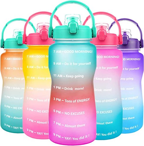 Products.Q8 co. - Motivational Water Bottle Wide Mouth with Time - 64 oz  /  1.89L