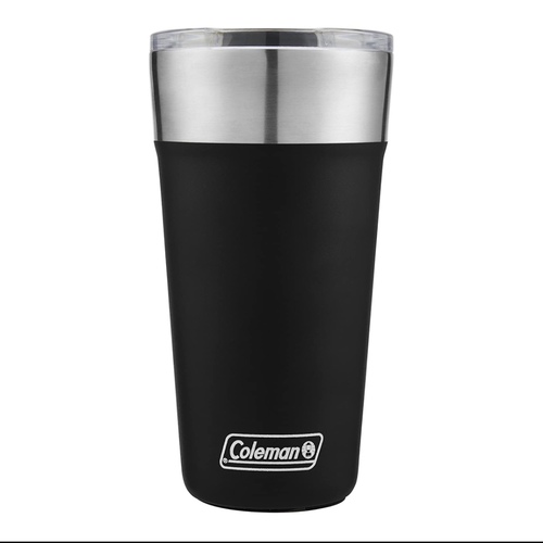 Products.Q8 co. - Coleman Brew Insulated Stainless Steel Tumbler - vacuum insulated stainless steel construction Included clear plastic lid with slidable spout cover No sweat design keeps ice cold for up to 15 hours Bottle opener integrated in the bottom of the cup Bottom pad for no clanking or slippage
 590 ml