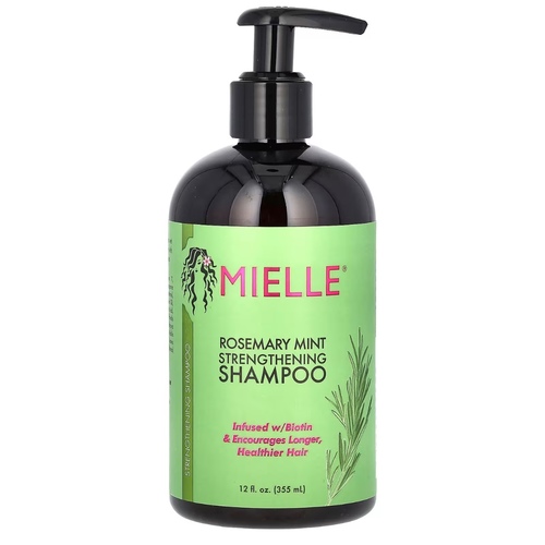 Products.Q8 co. - Mielle, strengthening Shampoo, Rosemary mint, 355ml - DescriptionInfused w/ Biotin & Encourages Longer, Healthier HairEnjoy! Instantly nourish and cleanse dry, weak, brittle hair with this scalp tingling strengthening shampoo. MIELLE® Rosemary Mint Strengthening Shampoo was developed to gently cleanse while providing key nutrients and intense moisture to the hair with unrivaled slip.