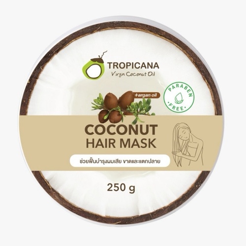 Products.Q8 co. - Tropicana Coconut Oil + Argan Hair mask, NON PARABEN Formula,  250 G. - Hair mask that combines the value of coconut oil and argan oil. Rich in vitamin E Helps nourish and restore hair to shine. Protect your hair from the sun. It also contains extracts from mee leaves that help moisturize the hair, easy to comb, soft and lively hair.