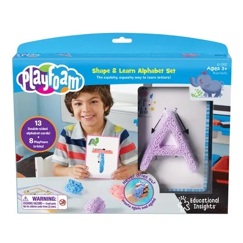 Playfoam Shape & Learn Alphabet Set - MULTISENSORY PRESCHOOL ALPHABET TOOL: Little ones can practice making letters with totally tactile Playfoam, which builds young brains and provides fine motor skill-building sensory stimulation PRACTICE PRESCHOOL SKILLS: Children squish and sculpt the Playfoam into foam letters by following the sculpt-me letter cards - the squishy, squashjy way to learn their ABCs PRACTICE PRESCHOOL SKILLS: Children squish and sculpt the Playfoam into foam letters by following the sculpt-me letter cards - the squishy, squashjy way to learn their ABCs INCLUDES: 8 bricks of Playfoam in different colors and 13 double-sided alphabet cards; since Playfoam never dries out, this set can be reused again and again for endless learning THE PERFECT GIFT: Have an upcoming birthday or holiday? Our toys & games make the perfect activity for the home or classroom, no matter the occasion