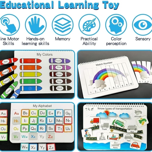 Busy Book,Toddler - PreK- Kg Busy Book - 12 Page Preschool Learning Activity Book | Toddler Preschoo