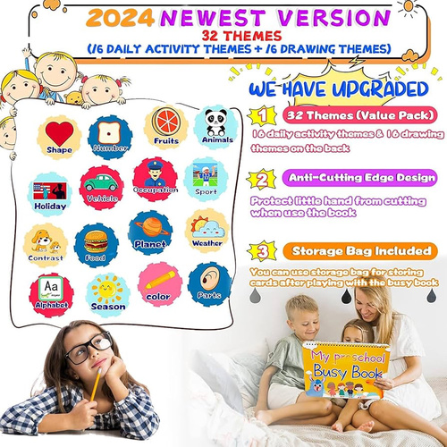Toddler-Prek- Kg Busy Book, Preschool Learning Activity