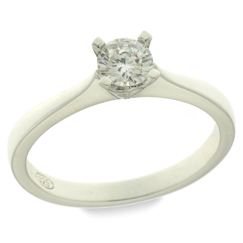 Solitaire ring - 925 silver ring plated with rhodium and studded with white zircon