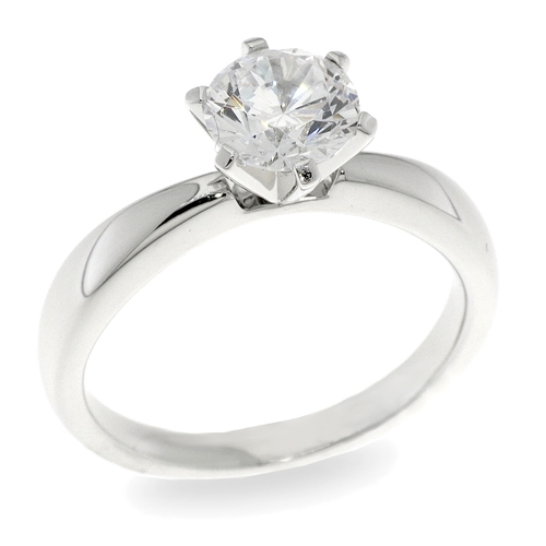 Sovrani Kw - Solitaire ring - 925 silver ring plated with rhodium and studded with white zircon