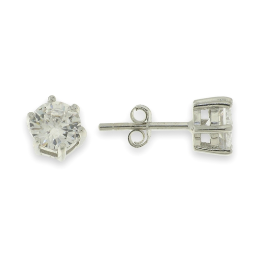 White zircon earrings - 925 silver rhodium-plated earrings studded with white zircon