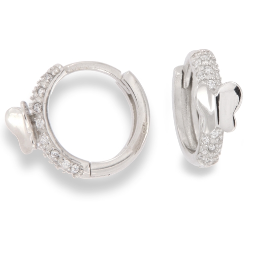 White zircon earrings - 925 silver rhodium-plated earrings studded with white zircon