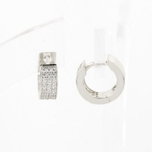 White zircon earrings - 925 silver rhodium-plated earrings studded with white zircon