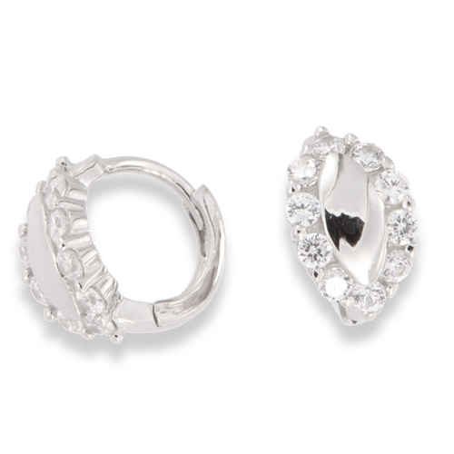 White zircon earrings - 925 silver rhodium-plated earrings studded with white zircon