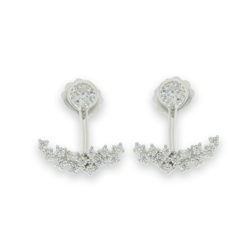 White zircon earrings - 925 silver rhodium-plated earrings studded with white zircon