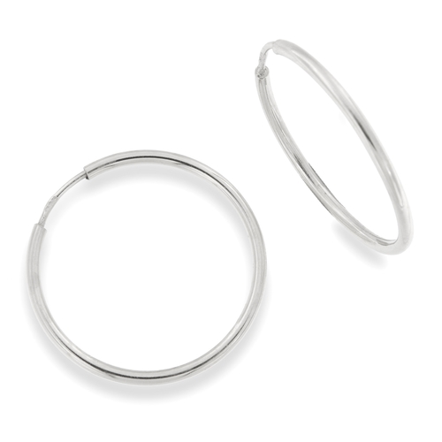 Rhodium plated hoops - 925 polished silver rhodium plated earrings