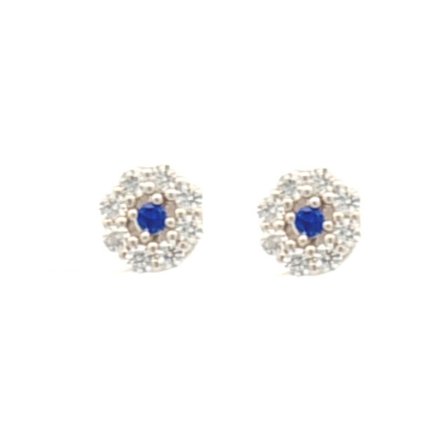 Blue zircon earrings - 925 silver rhodium-plated earrings studded with white zircon and blue spinel