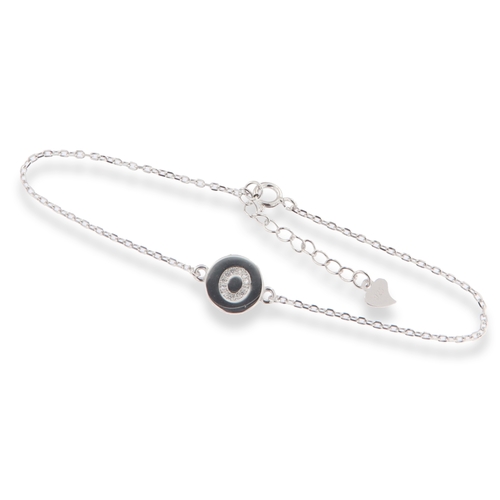 Letter O bracelet - 925 silver rhodium-plated bracelet with O letter pendant studded with white zirconium