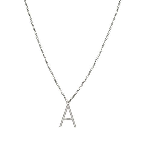 قلادة حرف A - silver 925 necklace with cubic zircon letter A