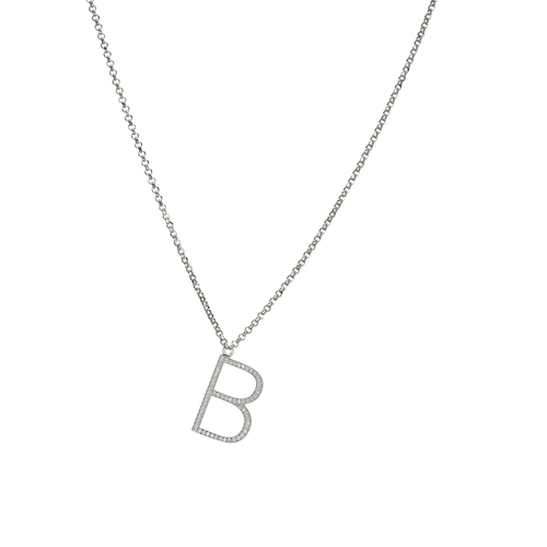 Letter B necklace - silver 925 necklace with cubic zircon letter B