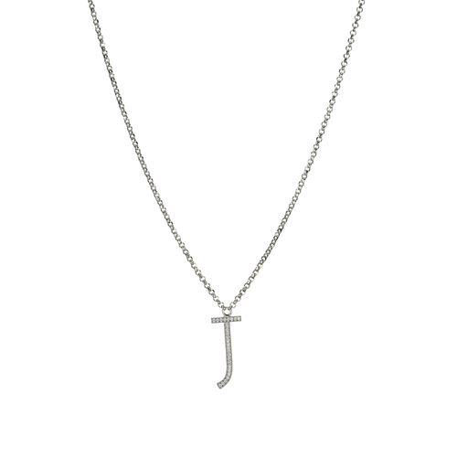 Letter J necklace - silver
  925 necklace with cubic zircon letter J