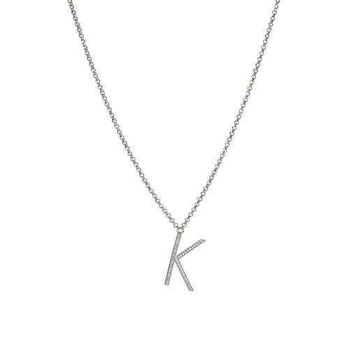 Letter K necklace - silver
  925 necklace with cubic zircona letter K