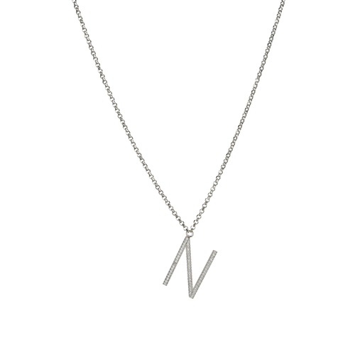 Letter N necklace - silver
  925 necklace with cubic zircon letter N