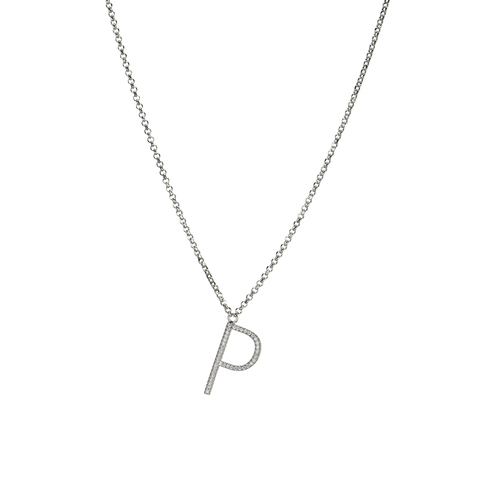 Letter P necklace - silver
  925 necklace with cubic zircon letter P