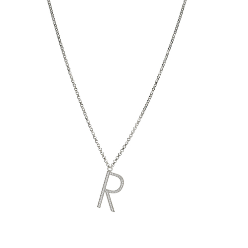 Letter R necklace - silver
  925 necklace with cubic zircon letter R