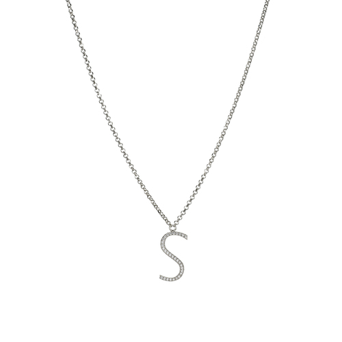 Letter S necklace - silver
  925 necklace with cubic zircon letter S