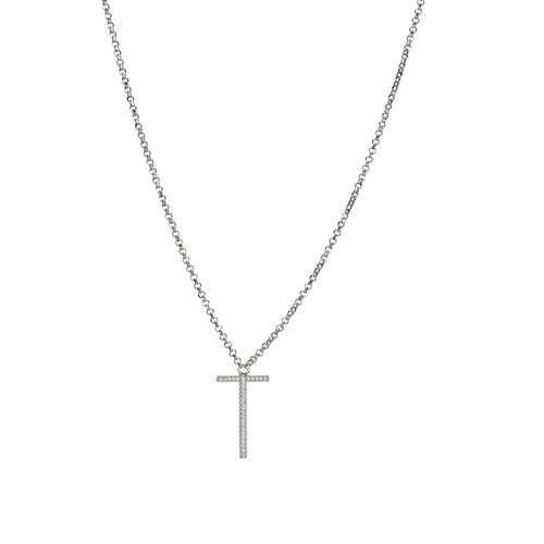 Letter T necklace - silver
  925 necklace with cubic zircon letter T