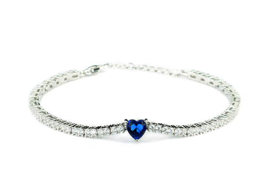 Blue heart bracelet - Silver
  925 bracelet with cubic zirconia and sapphire Mm 2 heart