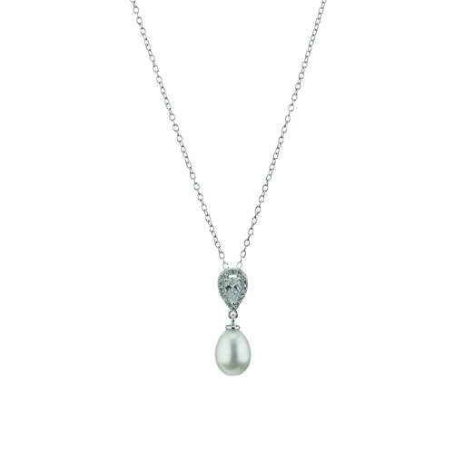 White pearl necklace - Silver
  925 necklace with cubic zirconia and shell pearl