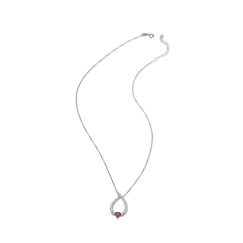 Red heart necklace - Silver
  925 necklace pendant ruby heart