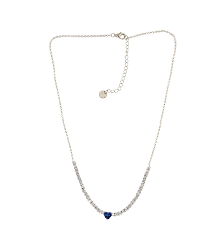 Blue heart necklace - Silver
  925 necklace sapphire heart