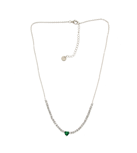 Green heart necklace - Silver
  925 necklace heart emerald