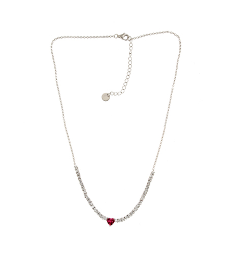 Red heart necklace - Silver
  925 necklace heart Rubin