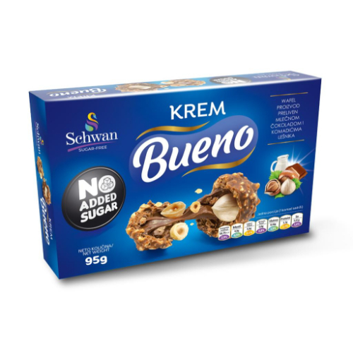 Bueno Chocolate Hazelnut No Add Sugar 95g - Bueno Chocolate Hazelnut No Add Sugar 95g