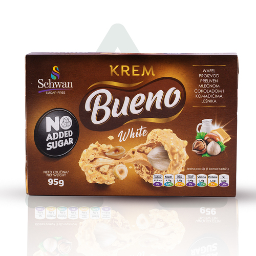 Bueno White Chocolate Hazelnut No Add Sugar 95g - Bueno White Chocolate Hazelnut No Add Sugar 95g