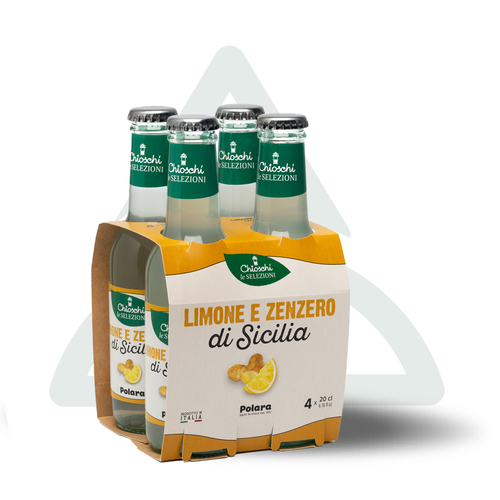 Ginger Lemon Soda - pack of 4 * 200 ml - Sicilian Soda Lemon Ginger flavor - Pack of 4 bottles * 200 ml