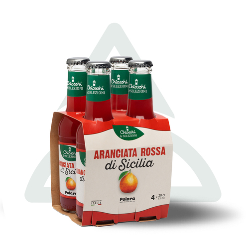 Aranciata Rossa Soda - Pack of 4 * 200 ml - Sicilian Soda Aranciata Rossa flavor - Pack of 4